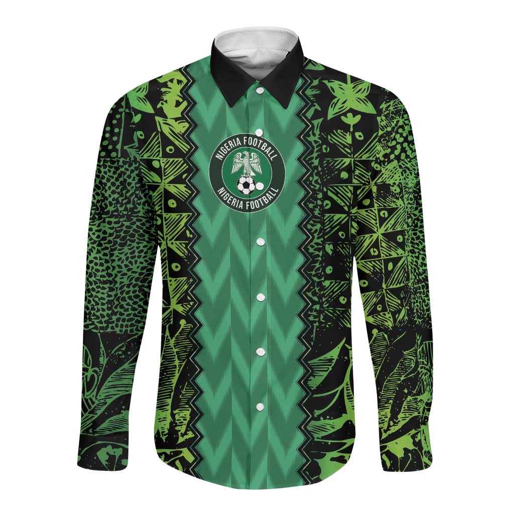 Custom Nigeria Football Long Sleeve Button Shirt Champions-Special Edition - African Pride
