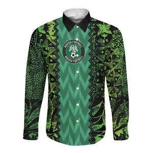 Custom Nigeria Football Long Sleeve Button Shirt Champions-Special Edition - African Pride