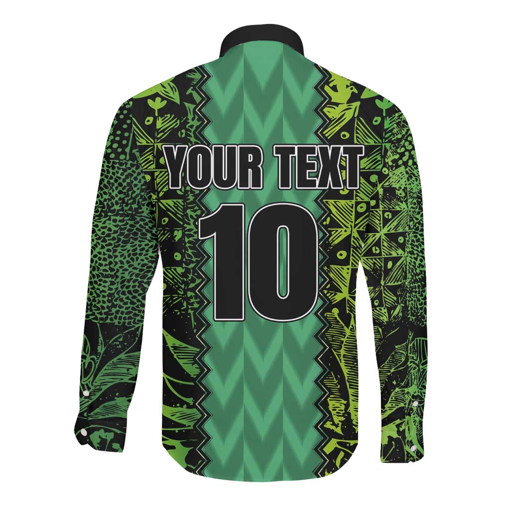 Custom Nigeria Football Long Sleeve Button Shirt Champions-Special Edition - African Pride