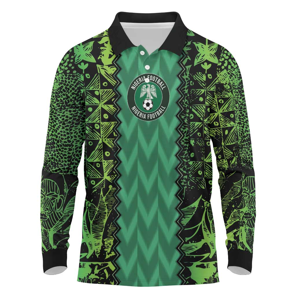 Custom Nigeria Football Long Sleeve Polo Shirt Champions-Special Edition - African Pride