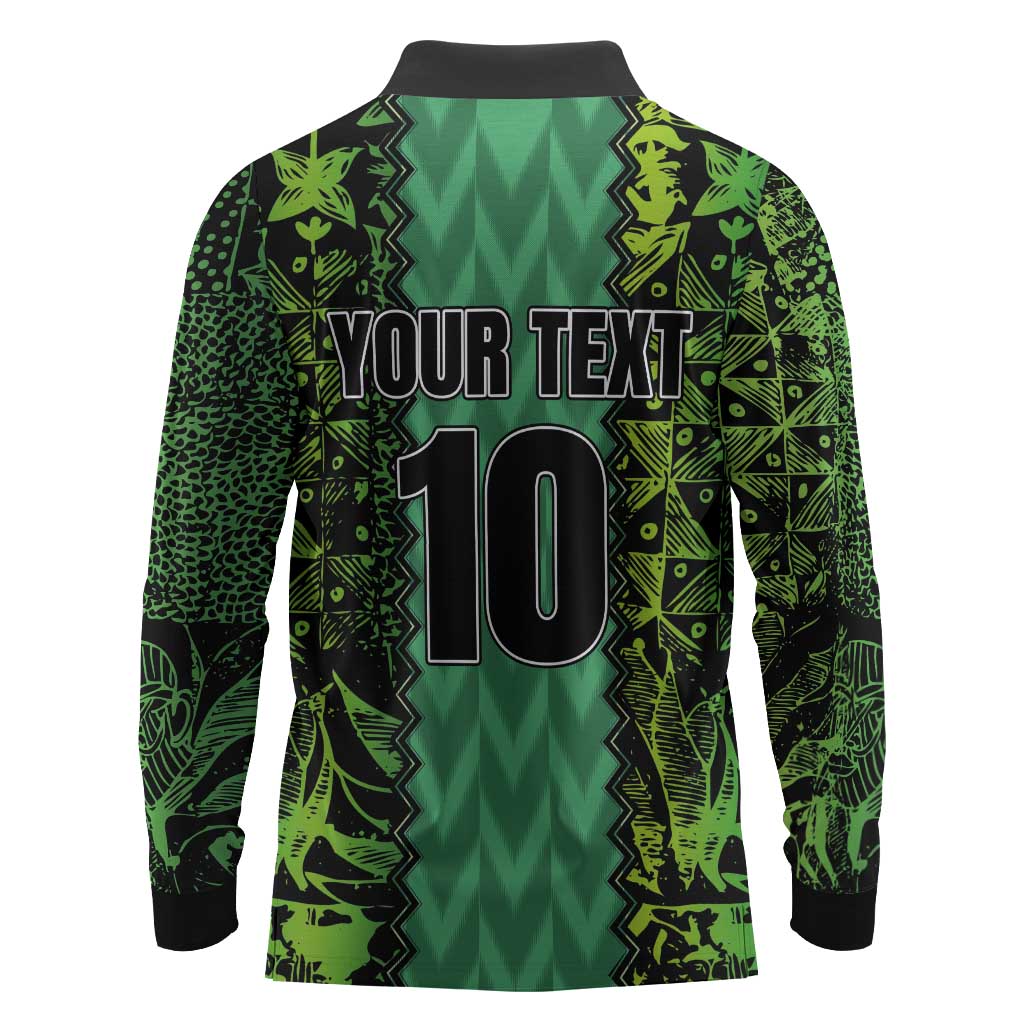 Custom Nigeria Football Long Sleeve Polo Shirt Champions-Special Edition - African Pride