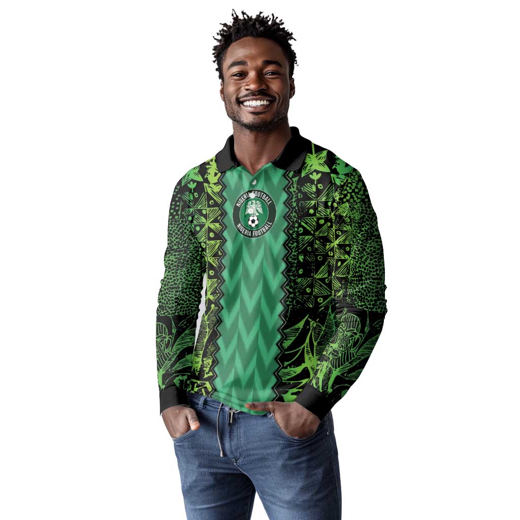 Custom Nigeria Football Long Sleeve Polo Shirt Champions-Special Edition - African Pride