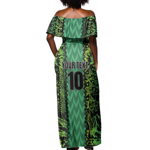 Custom Nigeria Football Off Shoulder Maxi Dress Champions-Special Edition - African Pride