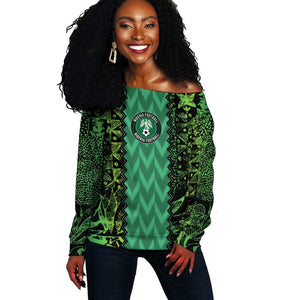 Custom Nigeria Football Off Shoulder Sweater Champions-Special Edition - African Pride