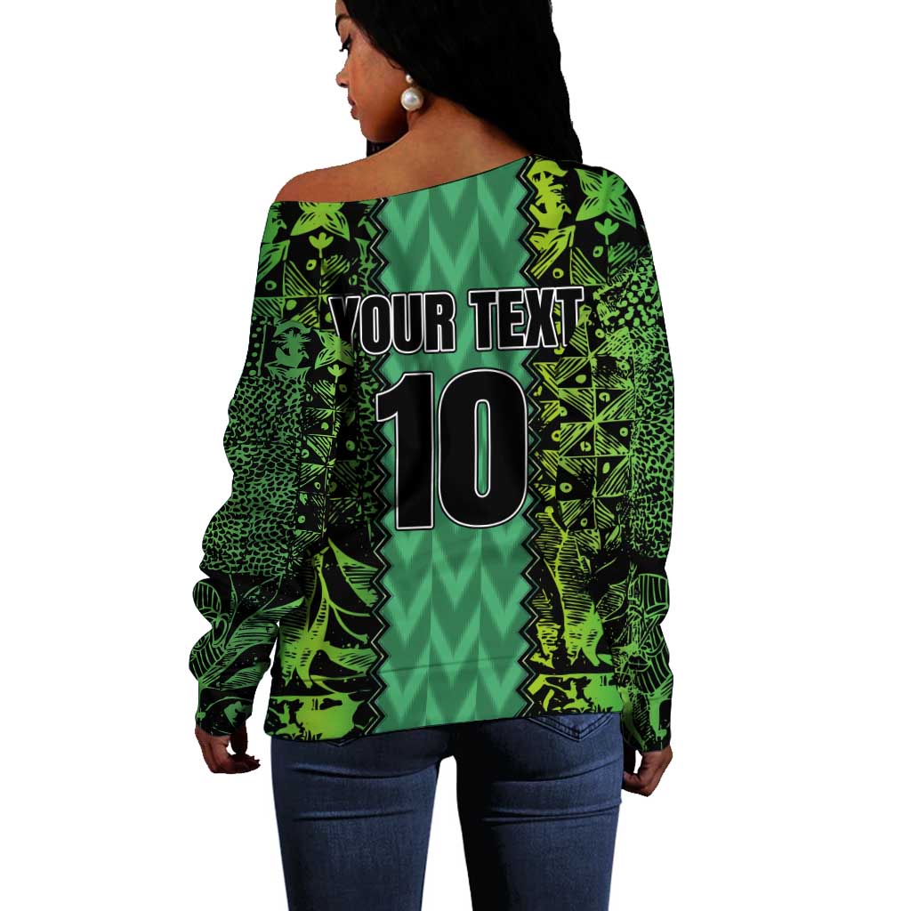 Custom Nigeria Football Off Shoulder Sweater Champions-Special Edition - African Pride