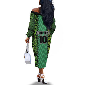 Custom Nigeria Football Off The Shoulder Long Sleeve Dress Champions-Special Edition - African Pride