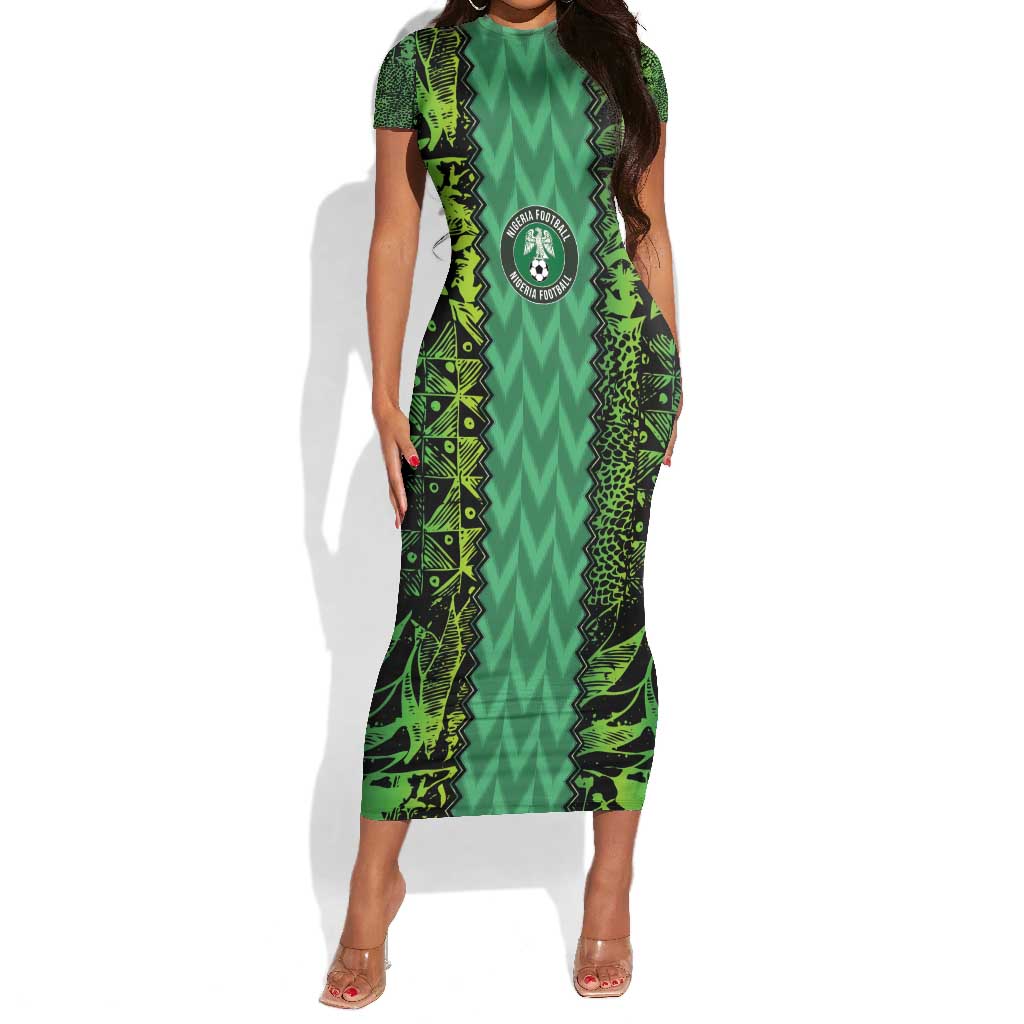 Custom Nigeria Football Short Sleeve Bodycon Dress Champions-Special Edition - African Pride