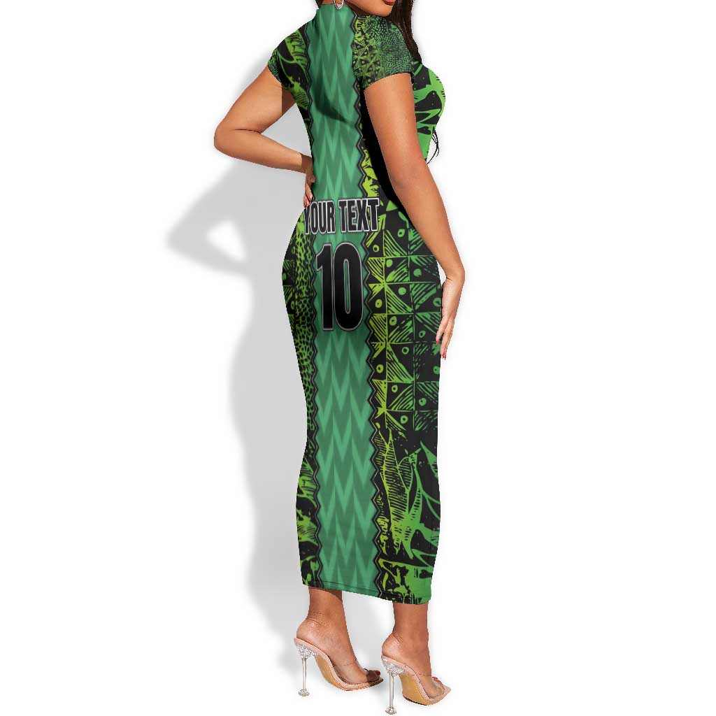 Custom Nigeria Football Short Sleeve Bodycon Dress Champions-Special Edition - African Pride
