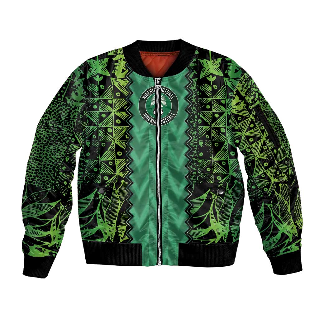 Custom Nigeria Football Sleeve Zip Bomber Jacket Champions-Special Edition - African Pride