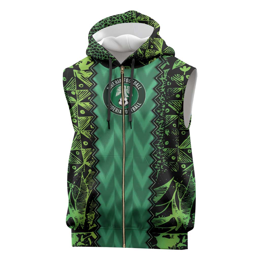 Custom Nigeria Football Sleeveless Zip Hoodie Champions-Special Edition - African Pride