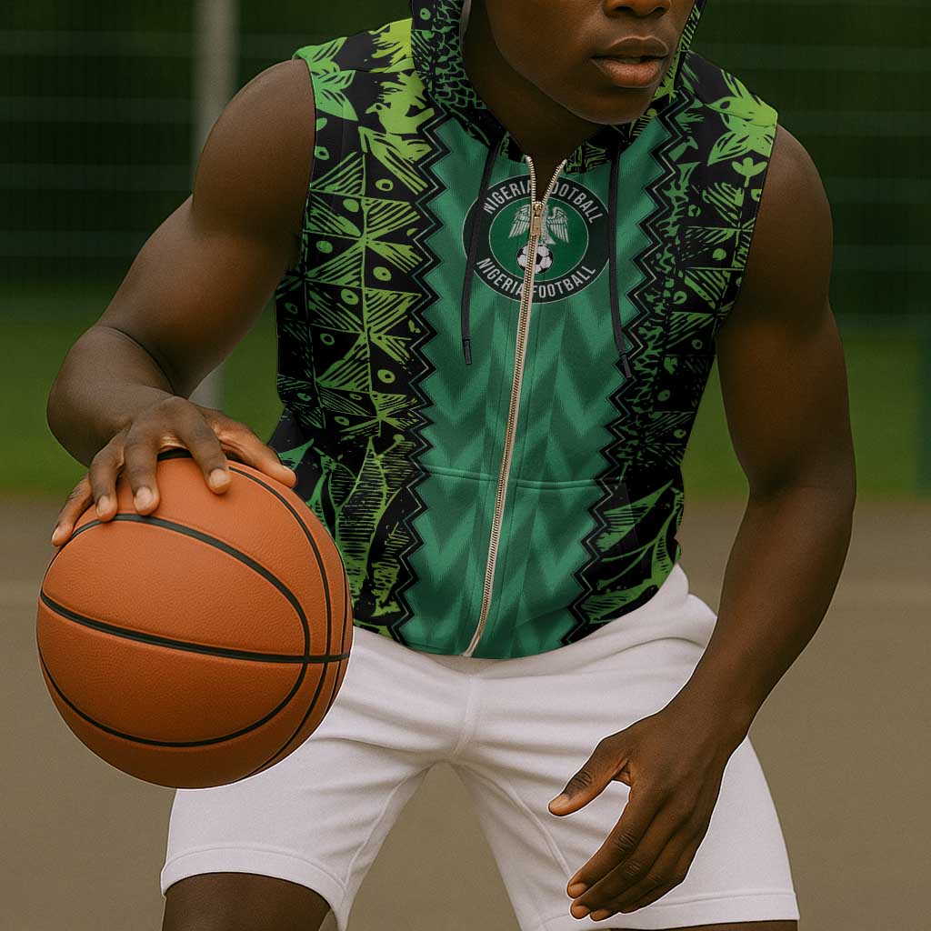 Custom Nigeria Football Sleeveless Zip Hoodie Champions-Special Edition - African Pride