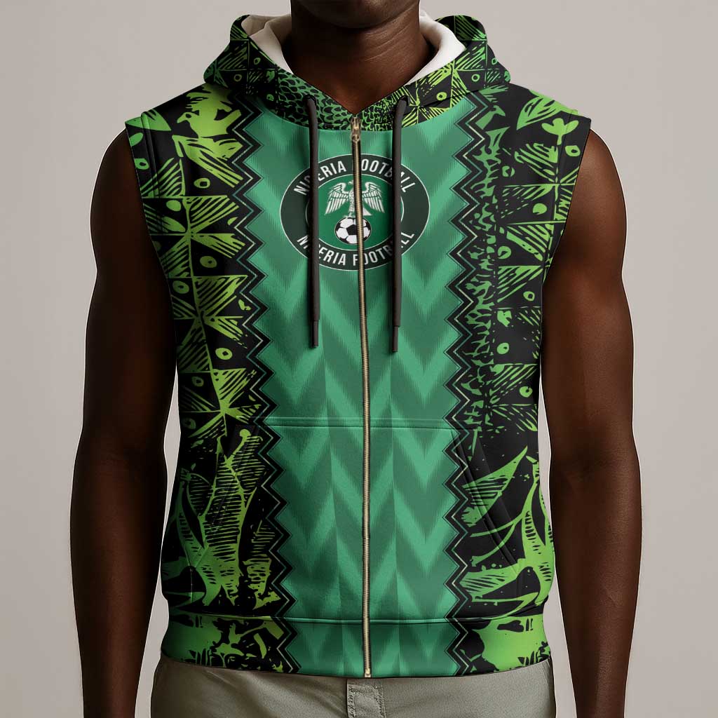 Custom Nigeria Football Sleeveless Zip Hoodie Champions-Special Edition - African Pride