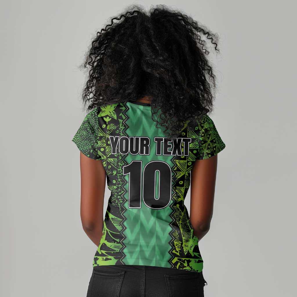 Custom Nigeria Football Women V-Neck T-Shirt Champions-Special Edition - African Pride