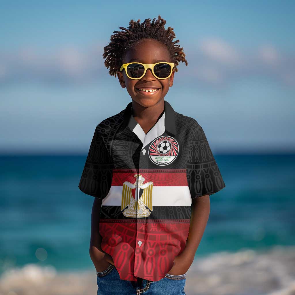 Egypt National Football Custom Kid Hawaiian Shirt Egyptian Geometric - African Pride