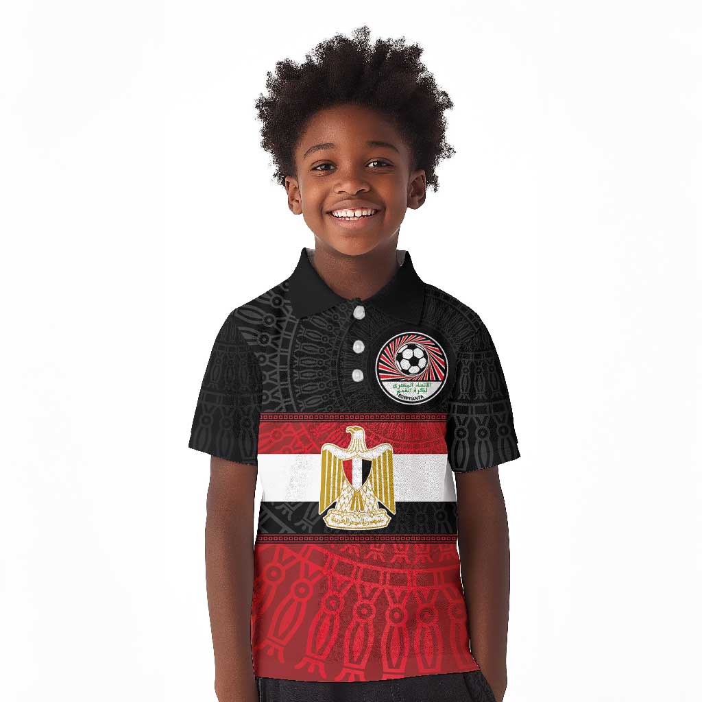 Egypt National Football Custom Kid Polo Shirt Egyptian Geometric - African Pride