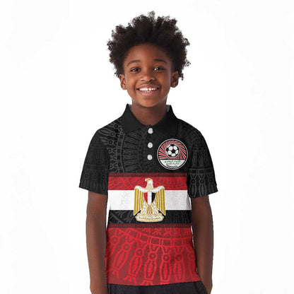 Egypt National Football Custom Kid Polo Shirt Egyptian Geometric - African Pride