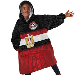 Egypt National Football Custom Kid Wearable Blanket Hoodie Egyptian Geometric - African Pride