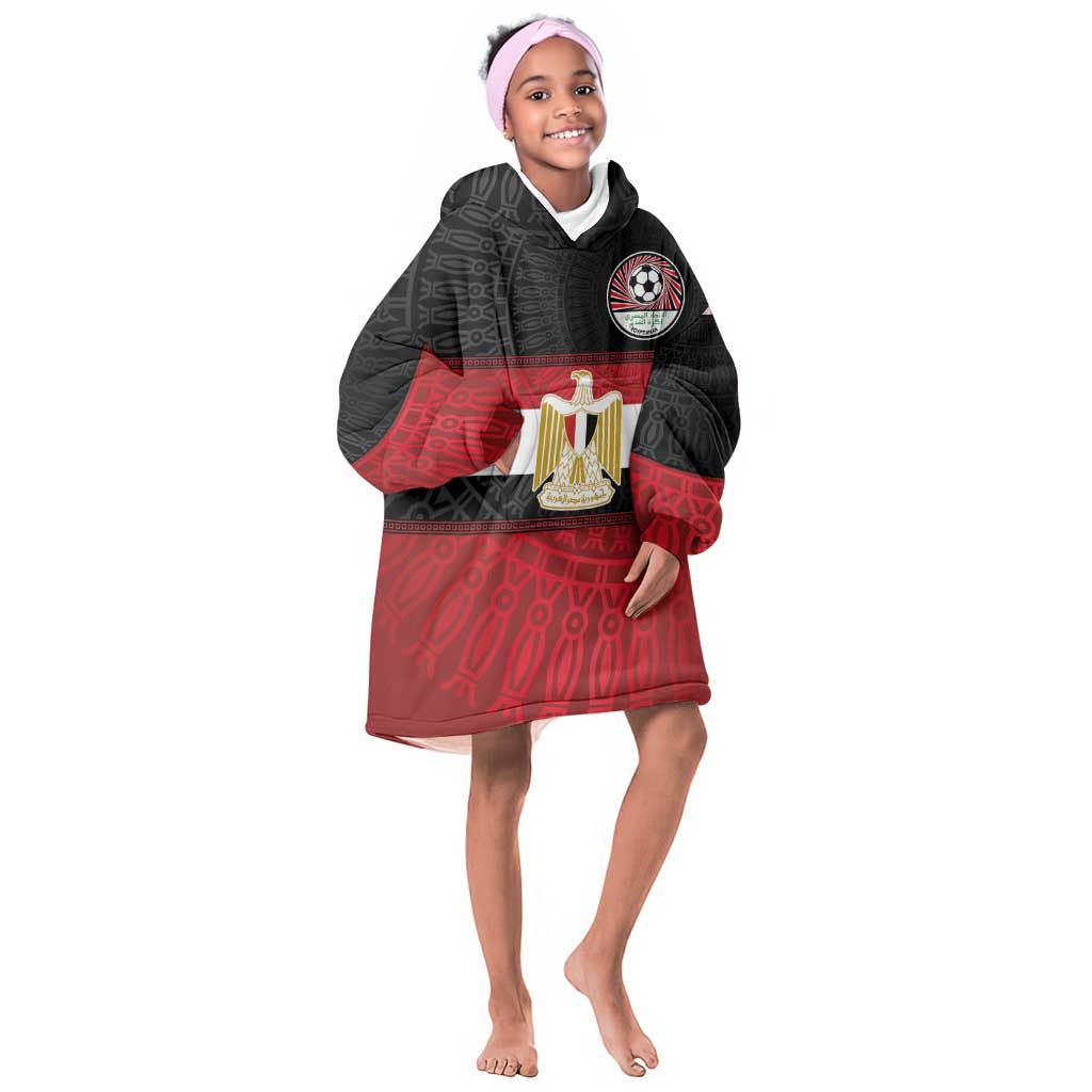 Egypt National Football Custom Kid Wearable Blanket Hoodie Egyptian Geometric - African Pride