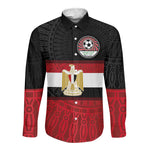 Egypt National Football Custom Long Sleeve Button Shirt Egyptian Geometric - African Pride