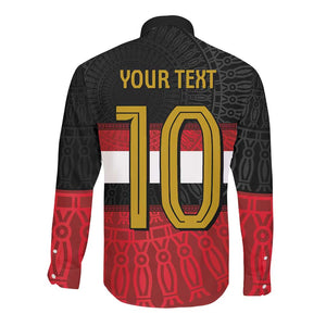 Egypt National Football Custom Long Sleeve Button Shirt Egyptian Geometric - African Pride