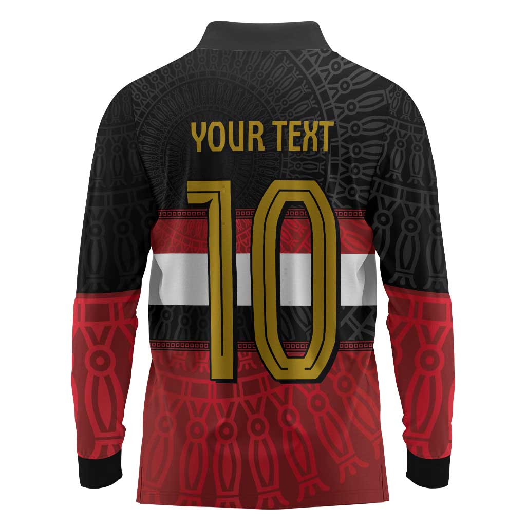 Egypt National Football Custom Long Sleeve Polo Shirt Egyptian Geometric - African Pride