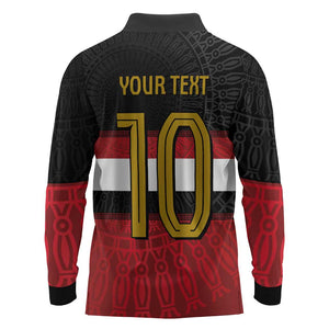 Egypt National Football Custom Long Sleeve Polo Shirt Egyptian Geometric - African Pride