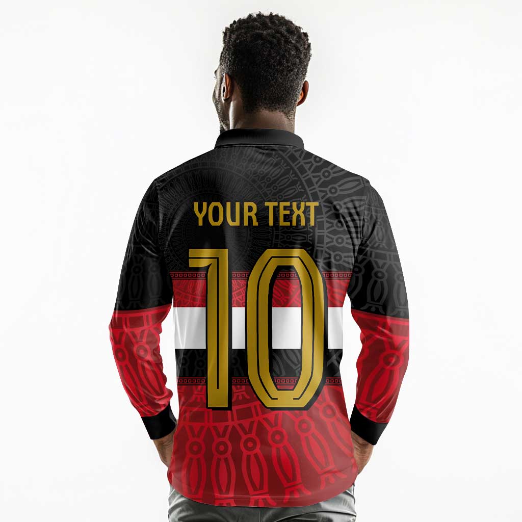 Egypt National Football Custom Long Sleeve Polo Shirt Egyptian Geometric - African Pride