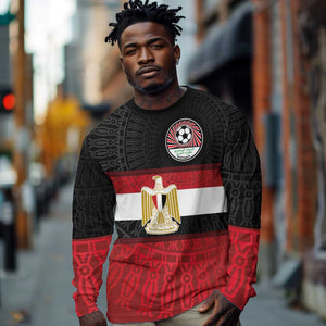 Egypt National Football Custom Long Sleeve Shirt Egyptian Geometric - African Pride