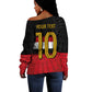 Egypt National Football Custom Off Shoulder Sweater Egyptian Geometric - African Pride
