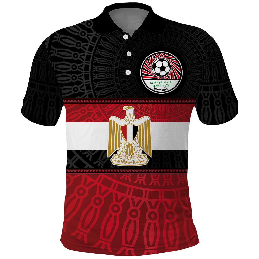 Egypt National Football Custom Polo Shirt Egyptian Geometric - African Pride
