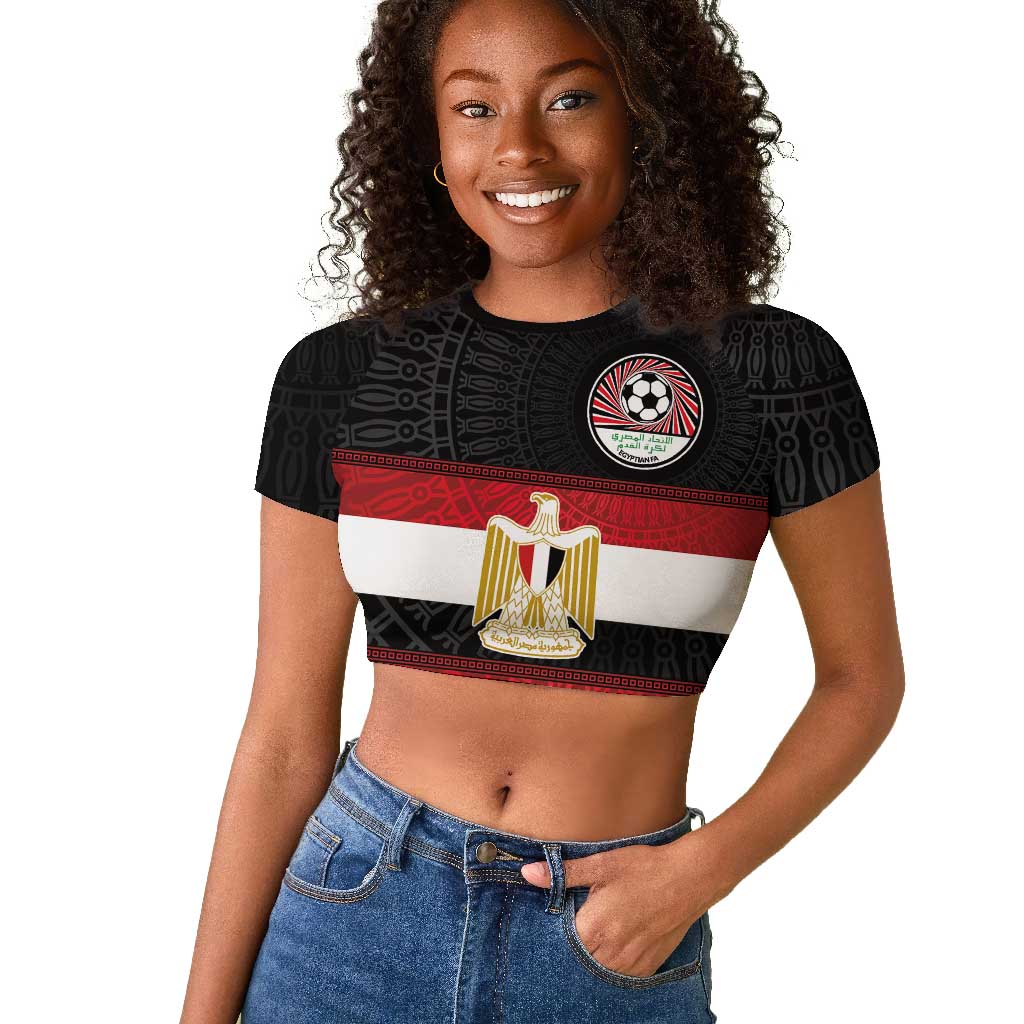 Egypt National Football Custom Raglan Cropped T shirt Egyptian Geometric - African Pride