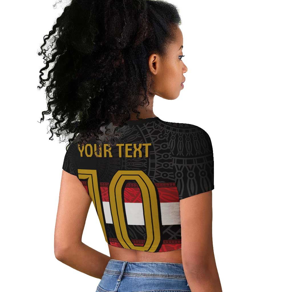 Egypt National Football Custom Raglan Cropped T shirt Egyptian Geometric - African Pride