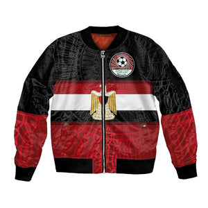 Egypt National Football Custom Sleeve Zip Bomber Jacket Egyptian Geometric - African Pride