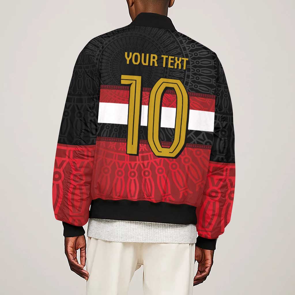 Egypt National Football Custom Sleeve Zip Bomber Jacket Egyptian Geometric - African Pride