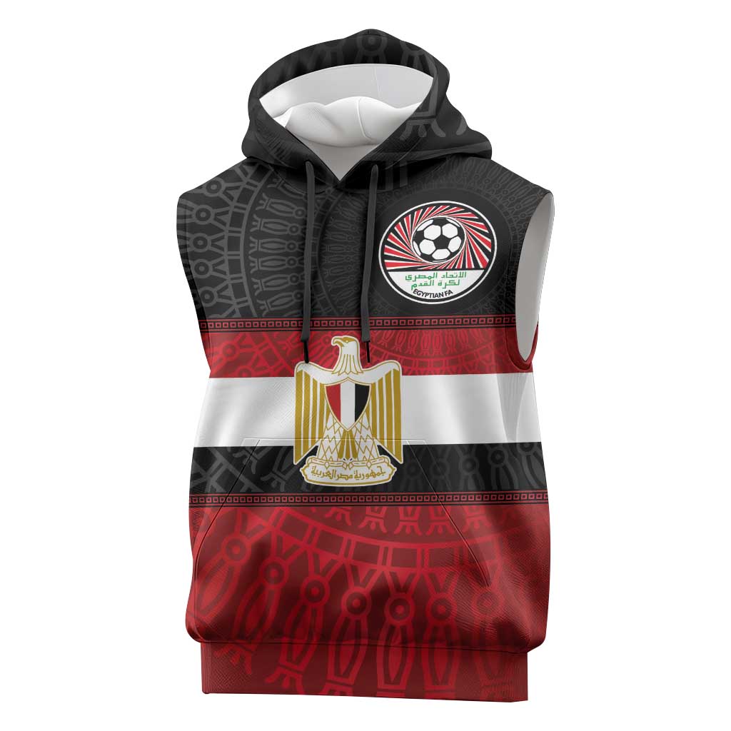Egypt National Football Custom Sleeveless Hoodie Egyptian Geometric - African Pride