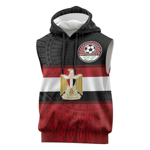 Egypt National Football Custom Sleeveless Hoodie Egyptian Geometric - African Pride