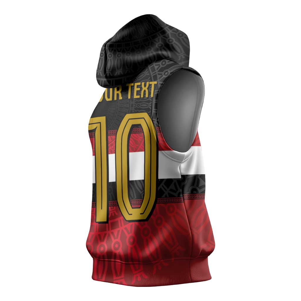 Egypt National Football Custom Sleeveless Hoodie Egyptian Geometric - African Pride