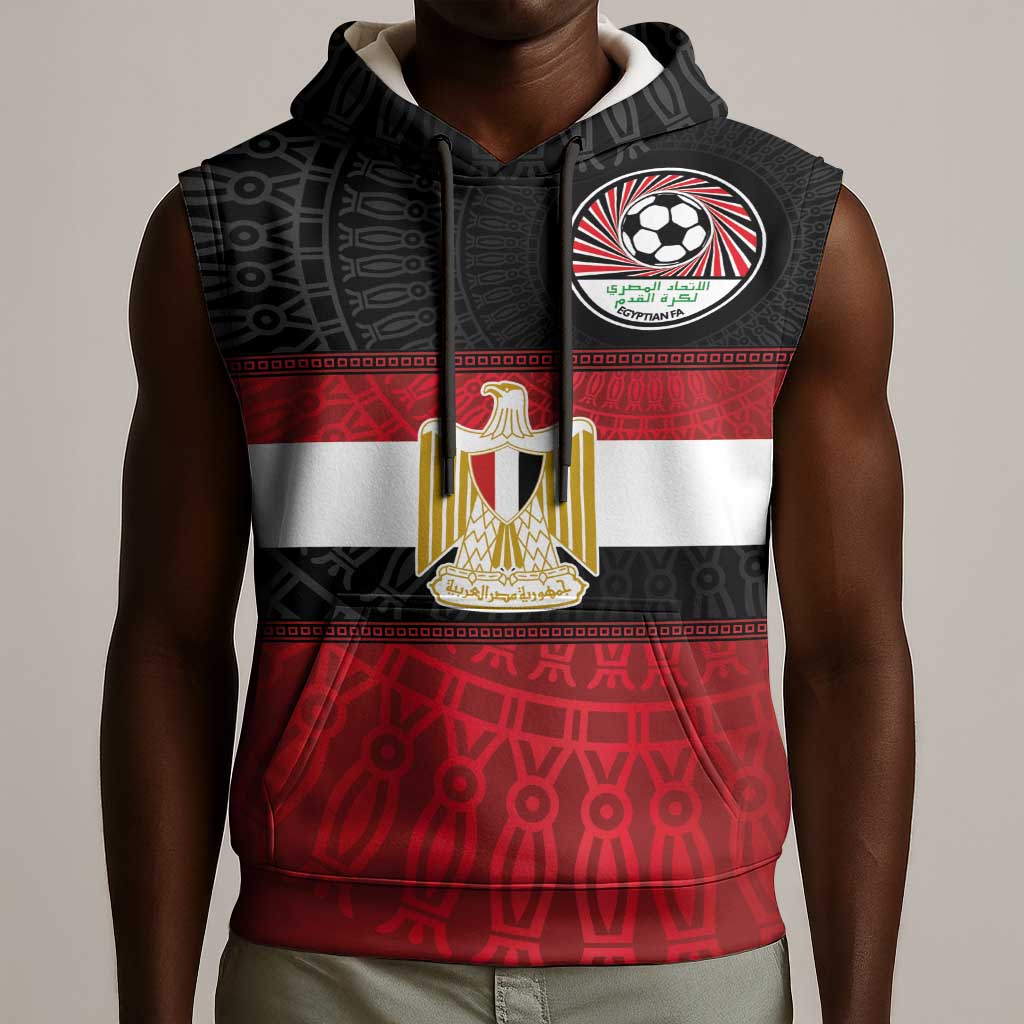 Egypt National Football Custom Sleeveless Hoodie Egyptian Geometric - African Pride