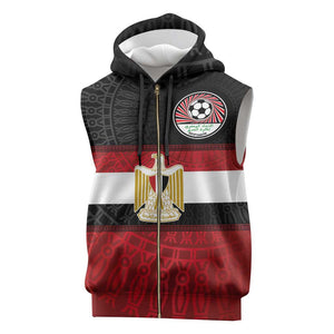 Egypt National Football Custom Sleeveless Zip Hoodie Egyptian Geometric - African Pride