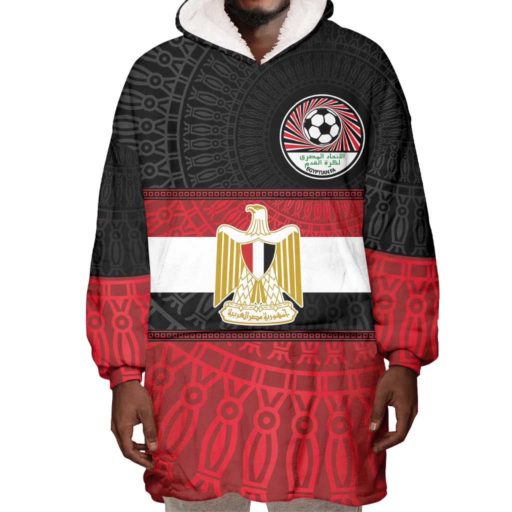 Egypt National Football Custom Wearable Blanket Hoodie Egyptian Geometric - African Pride
