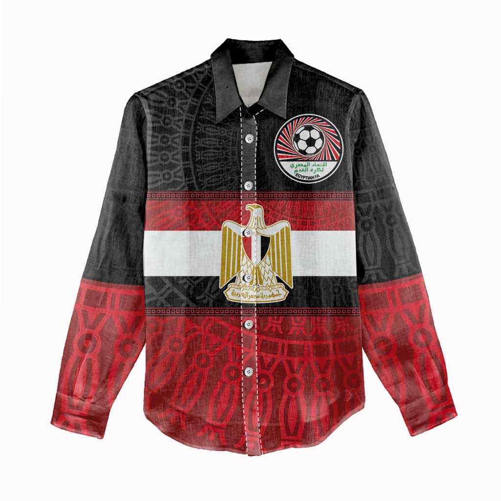 Egypt National Football Custom Women Casual Shirt Egyptian Geometric - African Pride