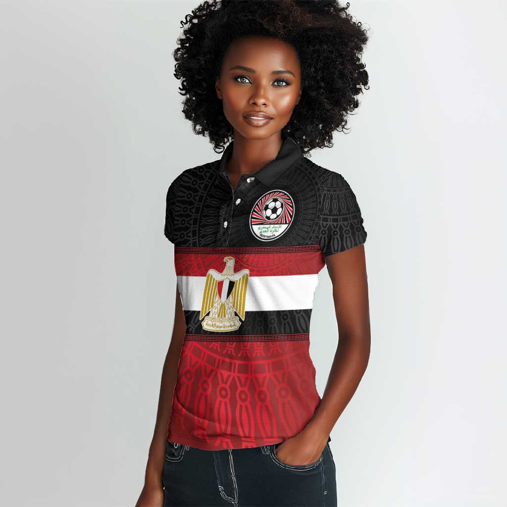 Egypt National Football Custom Women Polo Shirt Egyptian Geometric - African Pride