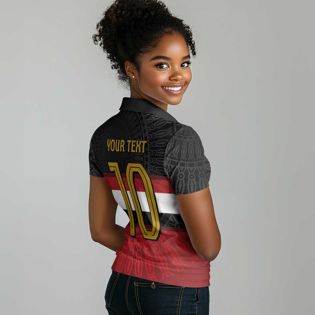 Egypt National Football Custom Women Polo Shirt Egyptian Geometric - African Pride