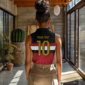 Egypt National Football Custom Women Sleeveless Polo Shirt Egyptian Geometric - African Pride