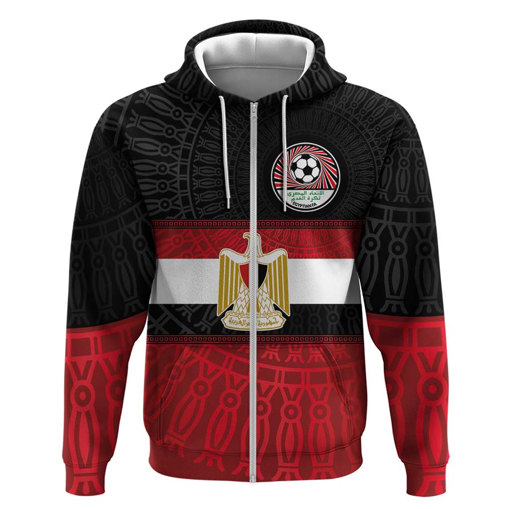 Egypt National Football Custom Zip Hoodie Egyptian Geometric - African Pride