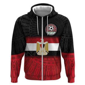 Egypt National Football Custom Zip Hoodie Egyptian Geometric - African Pride