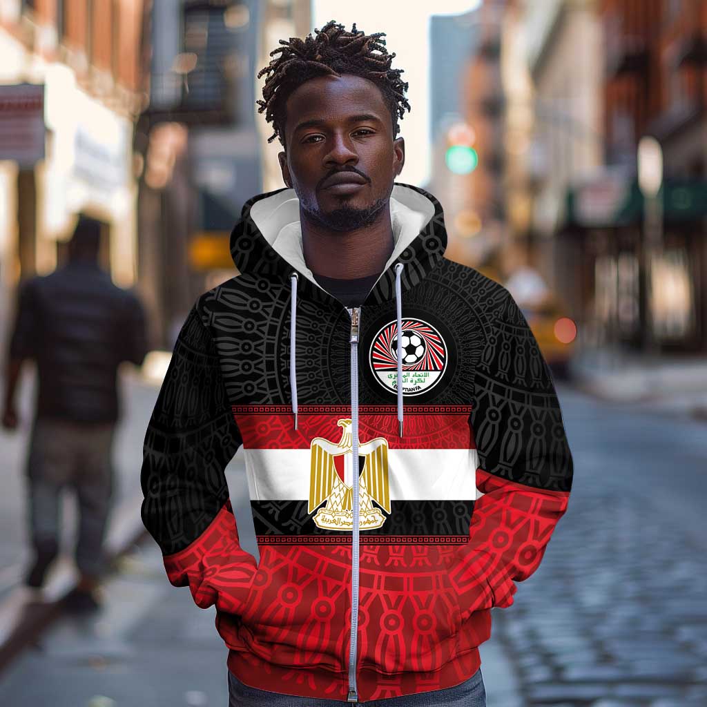Egypt National Football Custom Zip Hoodie Egyptian Geometric - African Pride