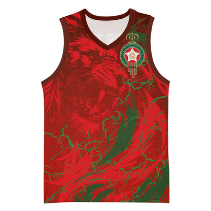 Morocco National Football Custom Basketball Jersey Atlas Lions Sporty Grunge Style - African Pride