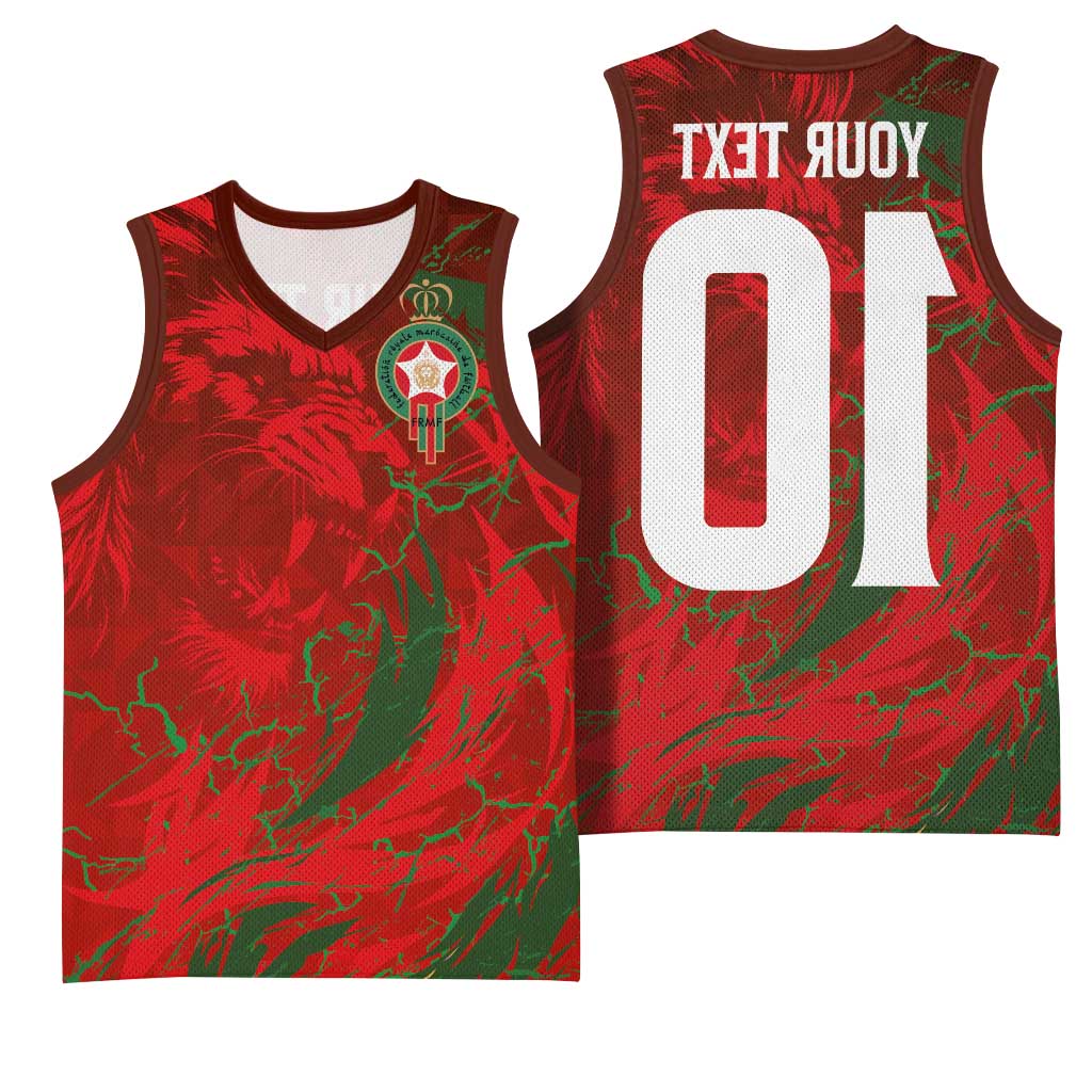 Morocco National Football Custom Basketball Jersey Atlas Lions Sporty Grunge Style - African Pride