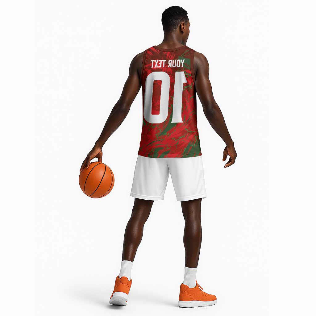 Morocco National Football Custom Basketball Jersey Atlas Lions Sporty Grunge Style - African Pride